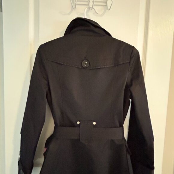 Modern Black Trench Coat – Sz S - Picture 4 of 7